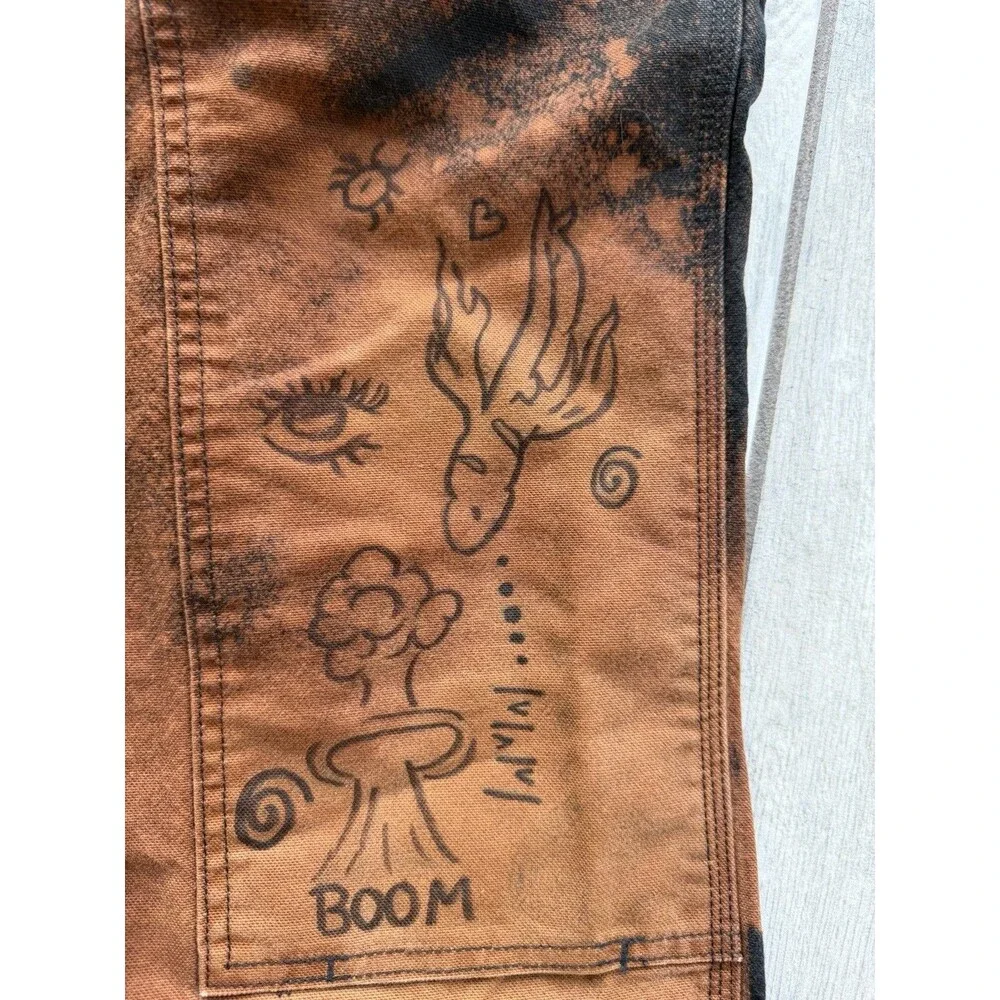 Tie Dyed Black Denim Size 32 X 32 Custom Carhartt Duck Jeans 1 Of 1 Streetwear